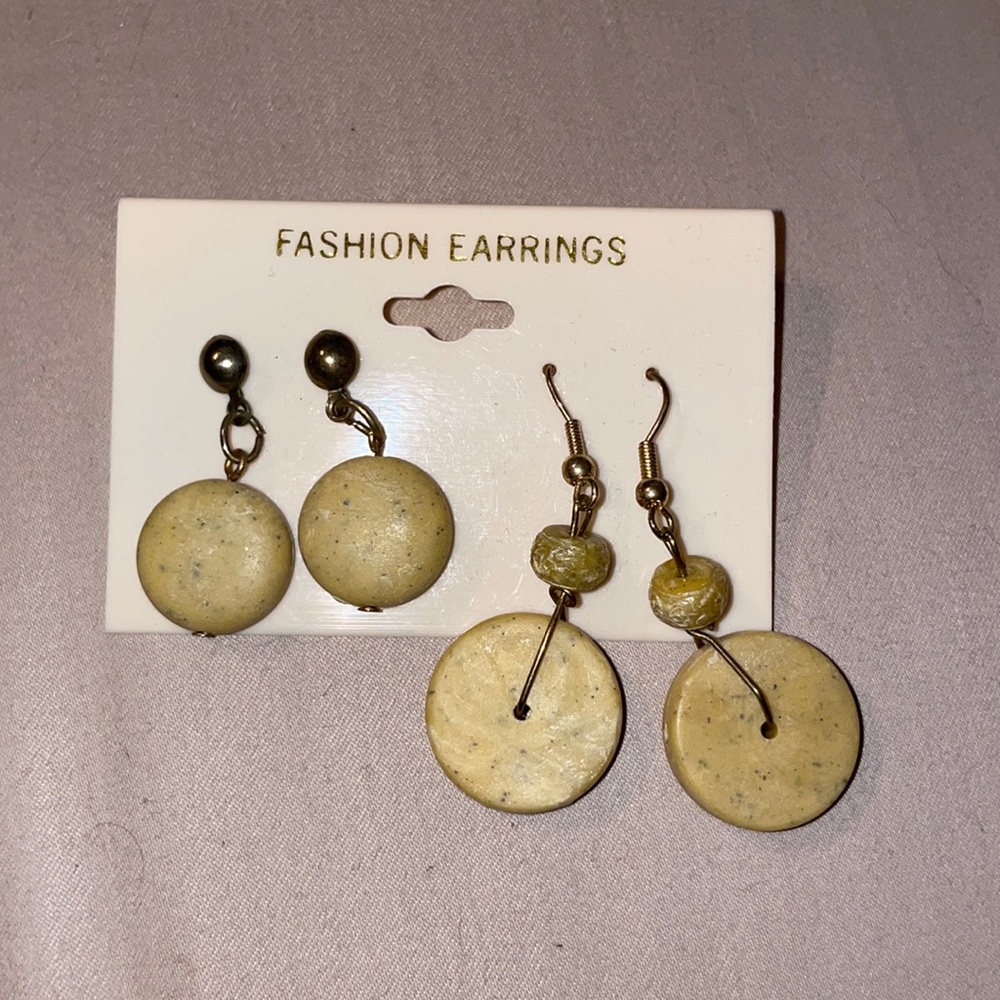 2 sets of tan clay-like earrings